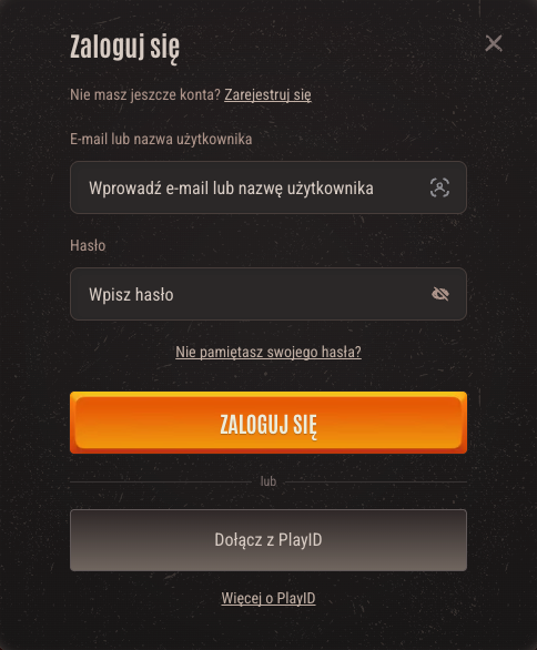 Neon54 casino login screen